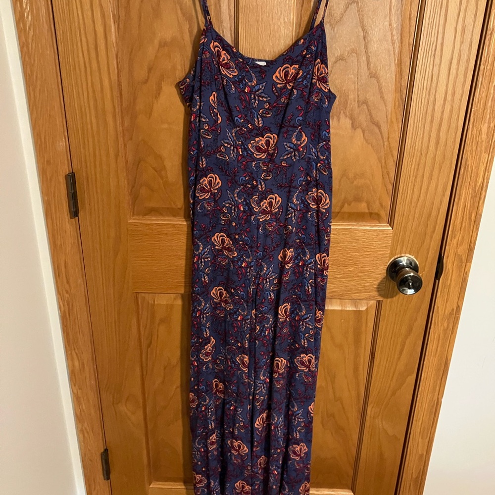 Allison Joy Blue and Orange Floral Jumpsuit